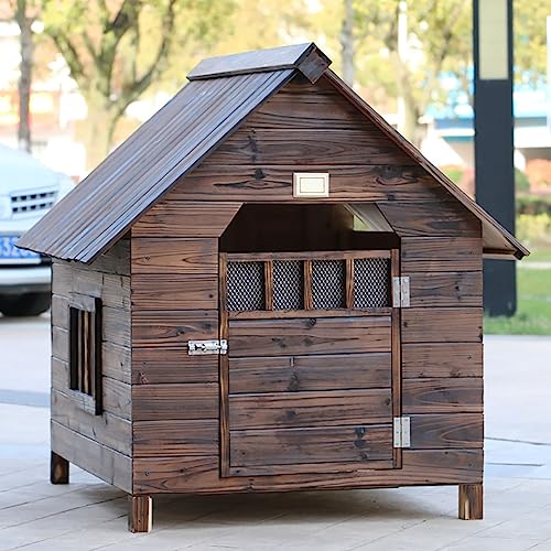 Hundehütte Für Draußen – Hundekäfig Aus Holz, Hundehütte, Wetterfest, Atmungsaktiv, Einfach Aufzubauen – Für Kleine, Mittelgroße Und Große Hunde Und Katzen (L) von ASumPio