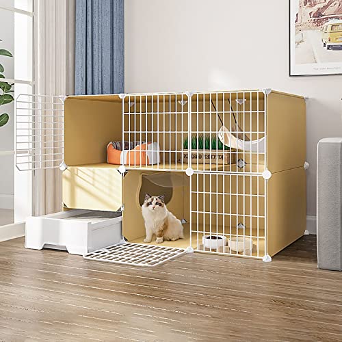 Katzenkäfig, Katzenkiste, Katzenkäfig, Laufstall Für Haustiere Im Innenbereich Mit Katzentoilette, DIY-Katzengehege Für Kleintiere, Abnehmbares Katzenhaus, Kätzchenkiste, Auslauf, Ideal Für 1–3 Katz von ASumPio