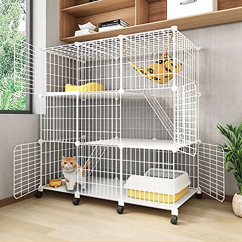 Katzenkäfig Für Den Innenbereich, Groß, DIY-Katzengehege, Katzenkäfig, Laufstall, Kleintierkäfige, Katzenzwinger Mit Universalrad – Großer Auslauf, Ideal Für 1–3 Katzen (111 X 39 X 112 cm) von ASumPio