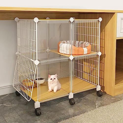 Katzenkäfig Für Den Innenbereich, Katzengehege, DIY-Katzenlaufstall, Abnehmbarer Kleintierkäfig Mit Rädern, Großer Auslauf, Ideal Für 1–3 Katzen, Kaninchen Und Kleintiere (70 X 45 X 75 cm) von ASumPio