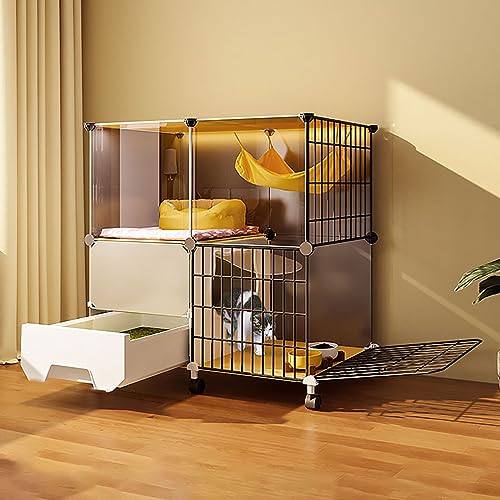 Katzenkäfig Für Den Innenbereich, Katzengehege, DIY-Laufstall, Kätzchenkäfig Mit Katzentoilette, Katzenhaus, Abnehmbarer Metalldraht-Zwinger, Großer Auslauf, Ideal Für 1–3 Katzen (75 X 39 X 78 cm) von ASumPio