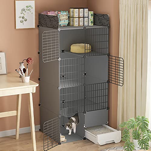 Katzenkäfig Für Den Innenbereich, Katzenkäfige Mit Katzentoilette, Katzengehege, Abnehmbarer 2/3-Stöckiger Metallkäfig Für Kleintiere, DIY-Kätzchenkäfige, Extra Viel Platz Für Kleine Haustierkatzen von ASumPio