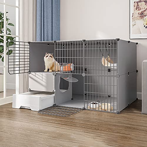 Katzenkäfig Für Den Innenbereich Mit Katzentoilette, Katzenkäfige, Laufstall, Katzengehege, Abnehmbarer Kleintierkäfig Aus Metall, DIY-Kätzchen-Laufstall, Extra Großer Platz Für Kleine Haustierkatze von ASumPio