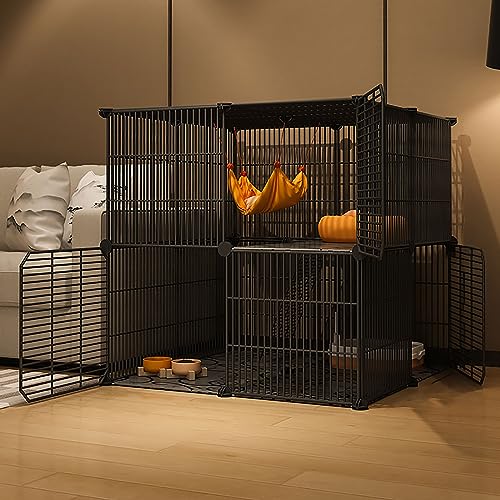 Katzenkäfige Für Den Innenbereich, Große Katzenkiste, DIY-Laufstall Für Haustiere, Katzenhaus, Kätzchengehege, Abnehmbarer Zusätzlicher Katzenstall, Großer Auslauf, Ideal Für Katzen, Schwarz/Weiß (S von ASumPio