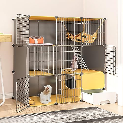 Katzenkäfige Für Den Innenbereich, Großer Katzenkäfig Mit Katzentoilette, DIY-Katzenlaufstall, Katzengehege, Abnehmbarer Drahtkäfig, Kleintierkäfig, Großer Auslauf, Ideal Für Katzen (111 X 49 X 111 von ASumPio