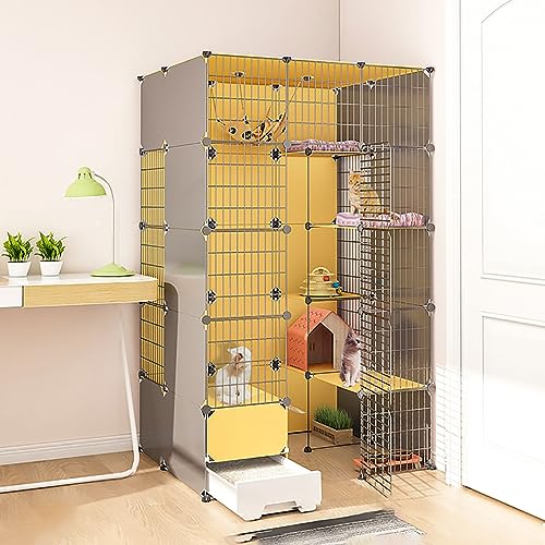 Katzenkäfige Für Den Innenbereich, Großer Katzenkäfig Mit Katzentoilette, DIY-Katzenlaufstall, Katzengehege, Abnehmbarer Drahtkäfig, Kleintierkäfig, Großer Auslauf, Ideal Für Katzen (111 X 95 X 183 von ASumPio