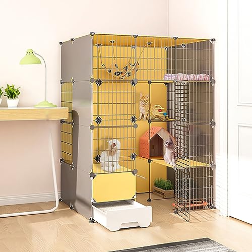 Katzenkäfige Für Den Innenbereich, Großer Katzenkäfig Mit Katzentoilette, DIY-Katzenlaufstall, Katzengehege, Abnehmbarer Drahtkäfig, Kleintierkäfig, Großer Auslauf, Ideal Für Katzen (111 X 95 X 147 von ASumPio