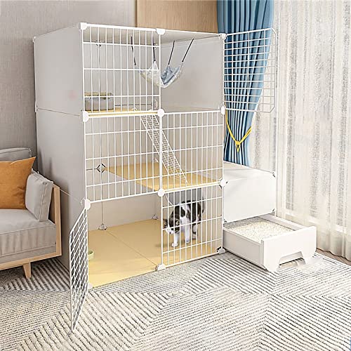 Katzenkäfige - Katzenkäfig Für Den Innenbereich, Katzenlaufstall, Katzengehege Für Den Balkon, Abnehmbarer Metalldraht, DIY-Zwinger Für Den Innenbereich, Käfig Für Frettchen, Käfig Für Meerschweinch von ASumPio