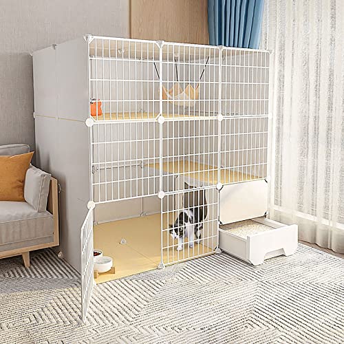 Katzenkäfige - Katzenkäfig Für Den Innenbereich, Katzenlaufstall, Katzengehege Für Den Balkon, Abnehmbarer Metalldraht, DIY-Zwinger Für Den Innenbereich, Käfig Für Frettchen, Käfig Für Meerschweinch von ASumPio