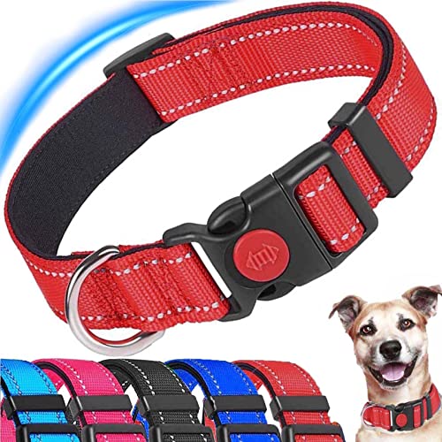 ATETEO Reflective Dog Collar with Safety Locking Buckle and Soft Neoprene Padded, Adjustable Durable Nylon Puppy Collars for Small Medium Dogs,Blue von ATETEO