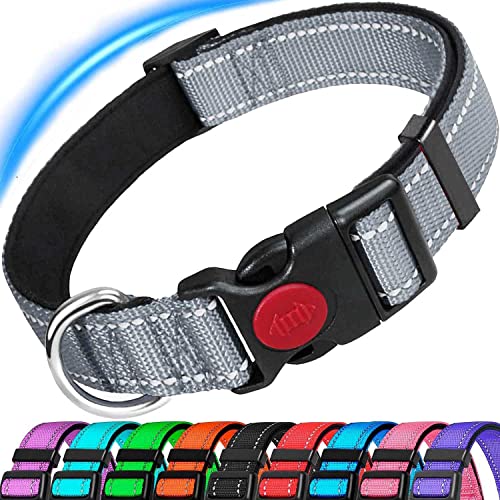 Dog Collar, Reflective Adjustable Basic Dog Collar with Soft Neoprene Padding, Durable Nylon Pet Collars for Puppy Small Medium Large Dogs von ATETEO