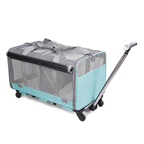 ATHUAH ATHUAH Katzen- und Hundetragetasche, Haustier-Trolley-Box, Haustier-Kinderwagen, große Kapazität, Transport-Reisebox, Kinderwagen für 2 Katzen, tragbare Katzen-Tragetasche, atmungsaktiv, von ATHUAH