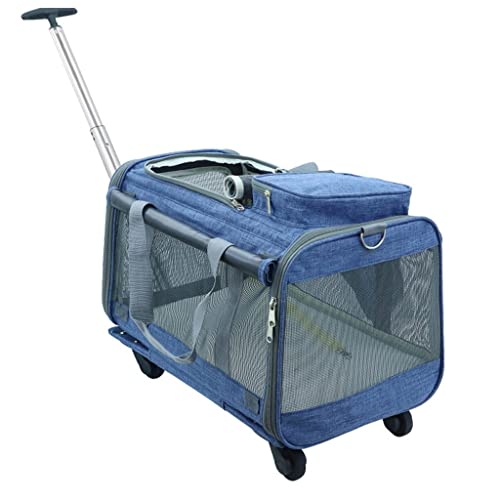 ATHUAH ATHUAH Katzenbox, weicher Haustier-Reiseträger, Heimtierbedarf, Transport-Reisebox, Premium-Roll-Reiseträger für Haustiere mit 4 Rädern, faltbarer Haustier-Tragewagen, Kinderwagen für Hunde und von ATHUAH