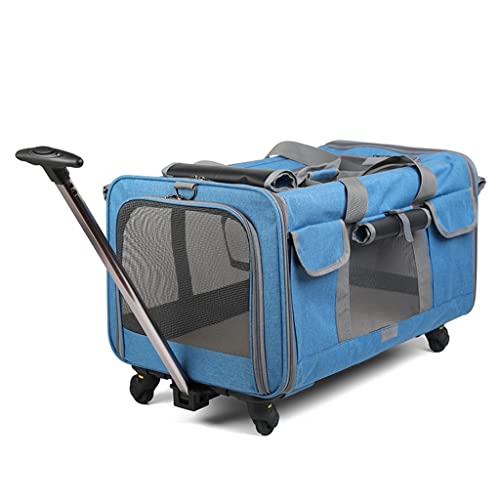 ATHUAH ATHUAH Katzentasche, Haustier-Trolley, Transportbox, Katzen-/Hunde-Tragetasche, Haustier-Reiseträger, tragbar, mit abnehmbarem Universalrad, atmungsaktiv, faltbar, große Haustiertasche (Farbe: von ATHUAH