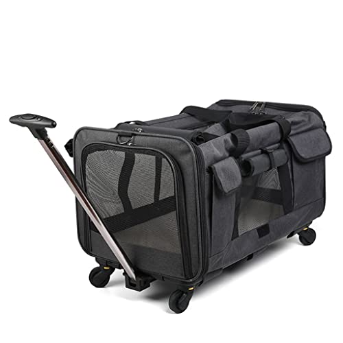 ATHUAH ATHUAH Transportbox Haustier-Trolley, Katzen- und Hundetragetasche, Haustier-Reisetrage, Katzentasche, tragbar, mit abnehmbarem Universalrad, atmungsaktiv, faltbar, große Haustiertasche (Farbe: von ATHUAH