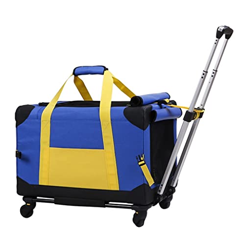 ATHUAH Pet Travel Carrier Transportbox Hundewagen für kleine Hunde/Katzen.Roller Katze/Hund Reise Tragetasche Haustier Trolley Trolley Tasche Tragbare Autositz Welpen Hund Katze Koffer (Farbe: Blau) von ATHUAH