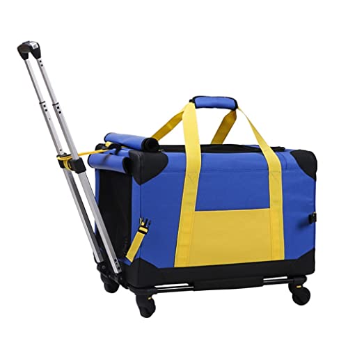 ATHUAH Transport-Reisebox-Hundewagen für kleine Hunde/Katzen.Roller Katze/Hund Reise Tragetasche Haustier Trolley Abnehmbare Trolley Tasche Tragbare Autositz Welpen Hund Katze Koffer (Farbe: Blau) von ATHUAH