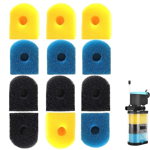 ATITOWEL Aquarium Filter Ersatzschwamm, Aquariumfilter Ersatzteile, einschließlich 4 x grober Schwamm, 4 x feiner Schwamm, 4 x schwarzer Schwamm von ATITOWEL