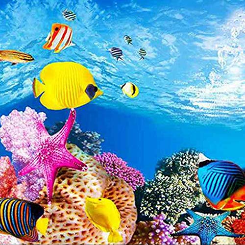 ATOZS Aquarium Hintergrund Papier HD Bild 3D dreidimensionale Aquarium Tapete Hintergrund Malerei doppelseitig Aquarium dekorative Aquarium Aufkleber (40 x 82 cm) von ATOZS