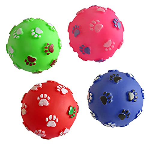 ATUMY Heimtierbedarf 1 Stück Durchmesser 6 cm quietschendes Haustier-Hundeballspielzeug für kleine Hunde Gummi-Kauspielzeug für Welpen Kauspielzeug für Hunde(Footprint Ball) von ATUMY