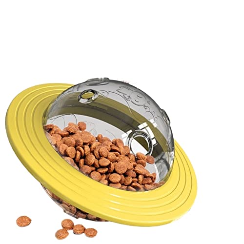 ATUMY Heimtierbedarf Lustiges Haustier, das Leckagefutterbehälter schüttelt, Welpenkatze, langsames Futter, Haustierbecher, Spielzeug Kauspielzeug für Hunde(Ufoyellow,2pcs) von ATUMY