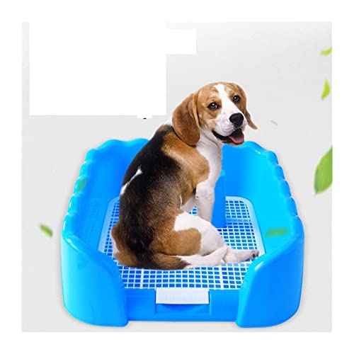 ATUMY Hundetoilette Haustiermatte Haustier Hund Toilette Töpfchen Tablett mit Zaun Pee Post tragbare Welpen Training Grid Pad Wurf Toilette Tablett Abfluss(Blue 42x41x15cm) von ATUMY