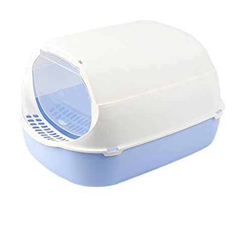 ATUMY Hundetoilette Haustiermatte Katzentoilette aus Kunststoff mit Kapuze, Katzentoilette, Katzenbettpfanne, Haustiertoilette, Katzenzubehör(Blue White 1) von ATUMY