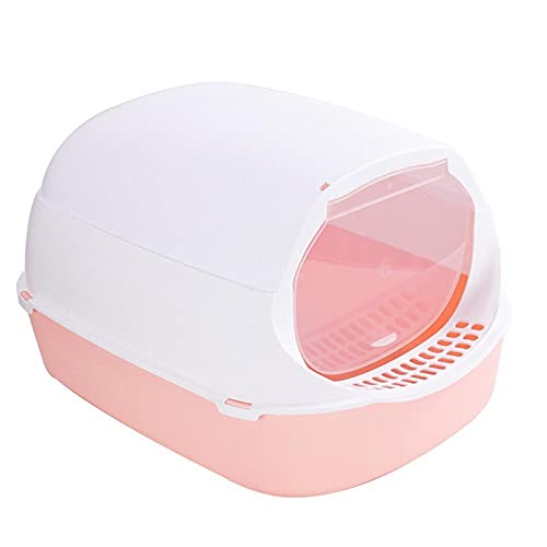 ATUMY Hundetoilette Haustiermatte Vollständig geschlossene Katzentoilette aus Kunststoff, Toilette, Innenbereich, sauberes Sandbecken, Hausreinigung, Katzenzubehör(Pink) von ATUMY