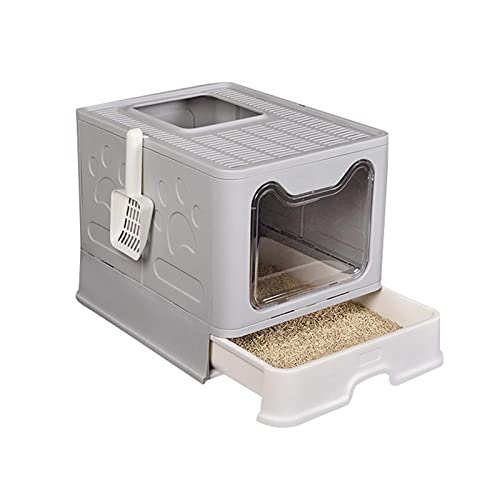 ATUMY Hundetoilette Haustiermatte Vollständig geschlossenes Katzentöpfchen, faltbar, spritzwassergeschützt, Katzentoilette, Schubladentyp, Katzentoilette, desodorierend(Gray) von ATUMY