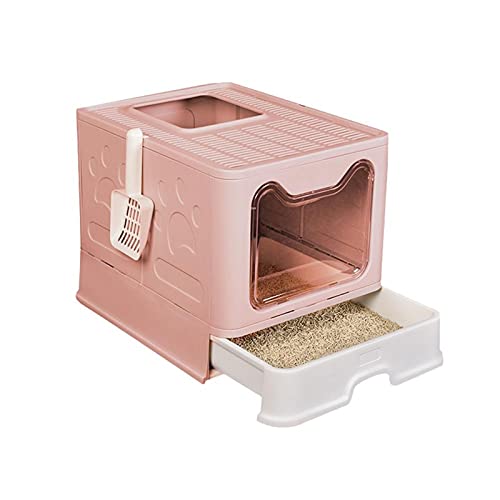 ATUMY Hundetoilette Haustiermatte Vollständig geschlossenes Katzentöpfchen, faltbar, spritzwassergeschützt, Katzentoilette, Schubladentyp, Katzentoilette, desodorierend(Pink) von ATUMY