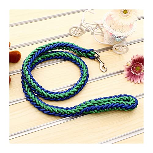 ATUMY Verstellbare Führleine Hundeleine 1,2 m Lange Handgestrickte Leine für große Hunde, Nylonseil, Eisenschnalle, Zugseil für Haustiere(Green Blue,XL) von ATUMY