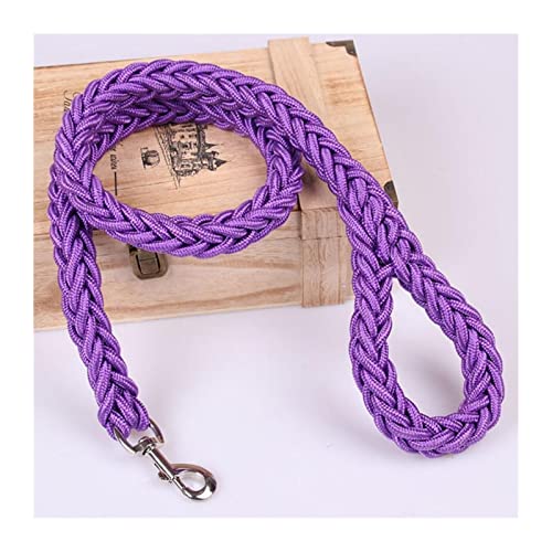 ATUMY Verstellbare Führleine Hundeleine 1,2 m Lange Handgestrickte Leine für große Hunde, Nylonseil, Eisenschnalle, Zugseil für Haustiere(Purple,S) von ATUMY