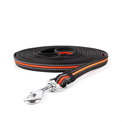 ATUMY Verstellbare Führleine Hundeleine 3M/5M/10M Lange Hundeleinen Nylon Outdoor Tracking Training Pet Lead Belt(Orange-Black,M-3m) von ATUMY