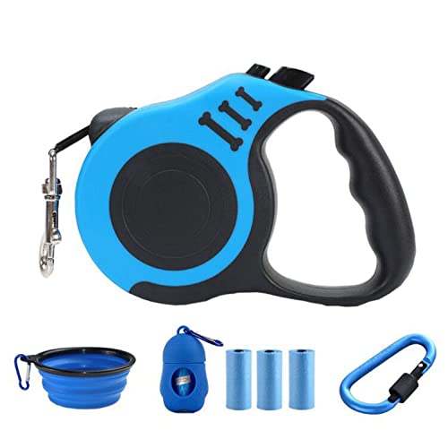 ATUMY Verstellbare Führleine Hundeleine 3M/5M Leine für Hund Automatisch einziehbare Nylon-Katzenleinenverlängerung Welpenlaufen Laufen(Blue Set,5m) von ATUMY