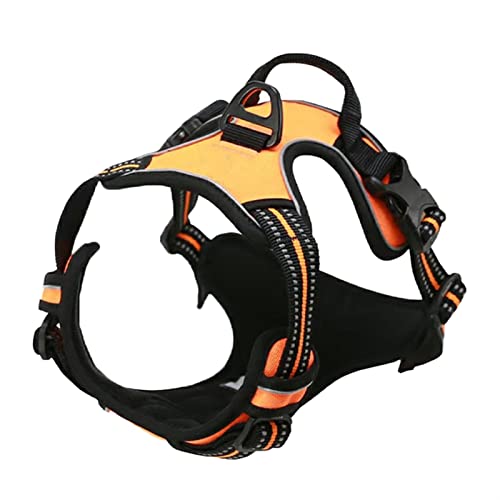 ATUMY Verstellbare Führleine Hundeleine Geschirrweste für große Hunde, reflektierend, Verstellbarer Haustier-Brustgurt, Trainingsgeschirr für Haustiere(Orange,L Bust 38-89CM) von ATUMY