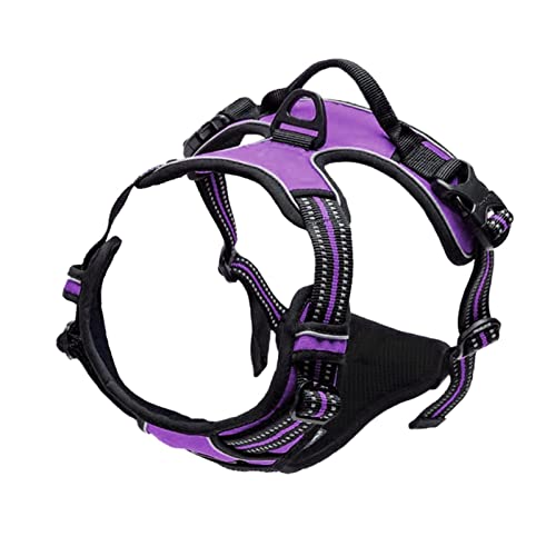 ATUMY Verstellbare Führleine Hundeleine Geschirrweste für große Hunde, reflektierend, Verstellbarer Haustier-Brustgurt, Trainingsgeschirr für Haustiere(Purple,L Bust 38-89CM) von ATUMY