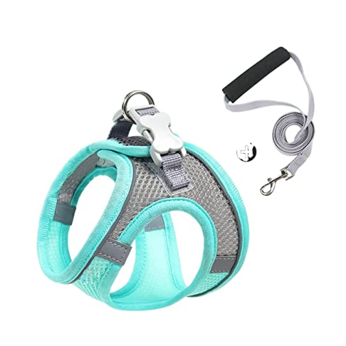 ATUMY Verstellbare Führleine Hundeleine Hundegeschirr-Leine-Set, verstellbar, Welpen-Katzengeschirr, Weste, Outdoor-Laufleine für kleine Hunde(Green,M) von ATUMY