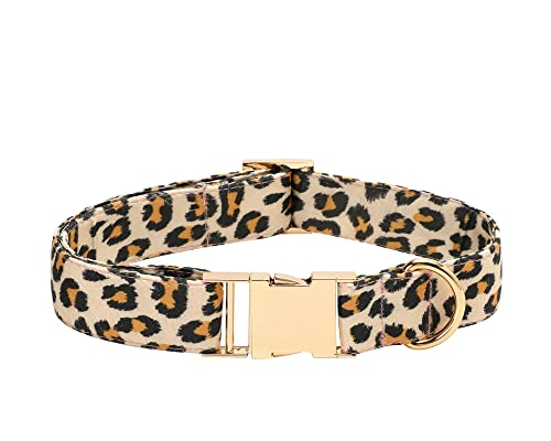 ATUMY Verstellbare Führleine Hundeleine Hundehalsband, Schleife und Leine, verstellbares Hundehalsband, Fliege, Leopardenmuster(Collar,L) von ATUMY