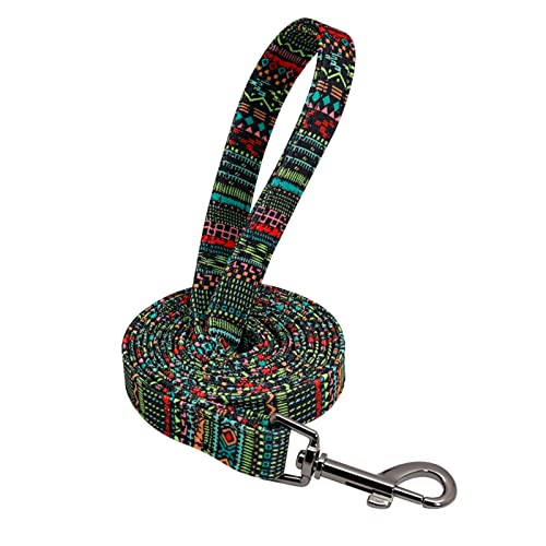 ATUMY Verstellbare Führleine Hundeleine Hundehalsband Nylon Pet Dog ID Tag Halsbänder Gravierte Bedruckte Welpenhalsbandleine(Green Leash,L) von ATUMY