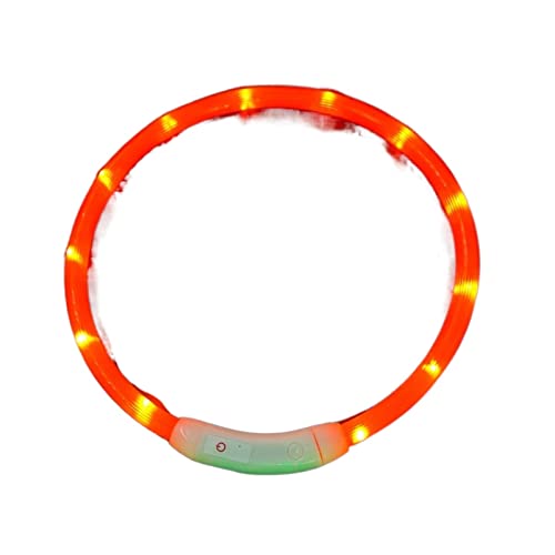 ATUMY Verstellbare Führleine Hundeleine Hundehalsband Sicherheit Haustier Hundehalsbänder Tube Blinkende Nacht Hundeleine Leine(Light Strip Orange,L 70cm 27.6inch) von ATUMY