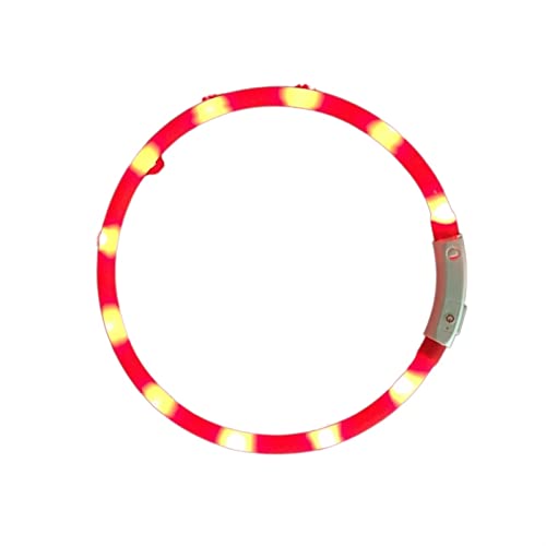 ATUMY Verstellbare Führleine Hundeleine Hundehalsband Sicherheit Haustier Hundehalsbänder Tube Blinkende Nacht Hundeleine Leine(Light Strip Red,L 70cm 27.6inch) von ATUMY