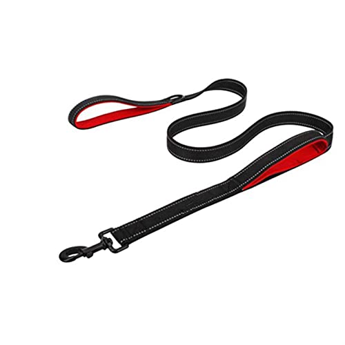 ATUMY Verstellbare Führleine Hundeleine Hundeleinen Outdoor Travel Dog Training Kette Seil Heavy Duty Double Handle Leine(Black with red) von ATUMY