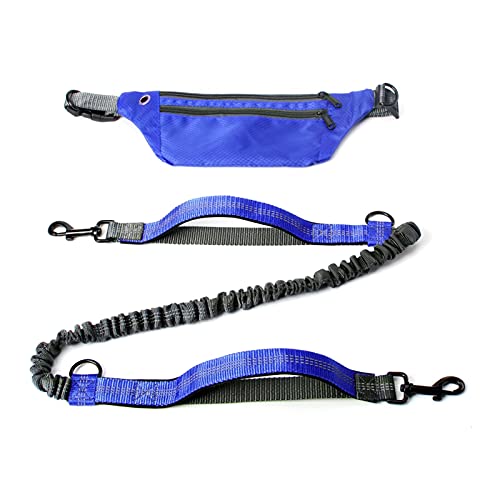 ATUMY Verstellbare Führleine Hundeleine Jogging Training Wandern Retractable Bungee Dog Waist Leash für große Hunde Zubehör(Blue Set with Hand) von ATUMY