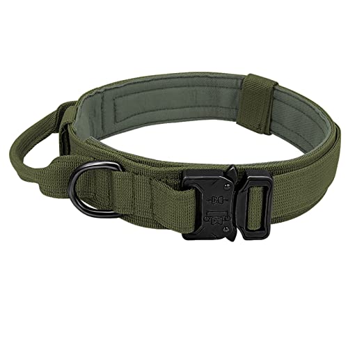 ATUMY Verstellbare Führleine Hundeleine Militärisches taktisches Hundehalsband, elastisches Bungee-Leine-Halsband, Nylon-Haustierhalsband, große Hunde(Green Collar,L) von ATUMY