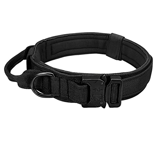 ATUMY Verstellbare Führleine Hundeleine Taktisches Hundehalsband, verstellbares Nylon-Militär-Hundehalsband, Leine für mittelgroße und große Hunde(Black,XL) von ATUMY