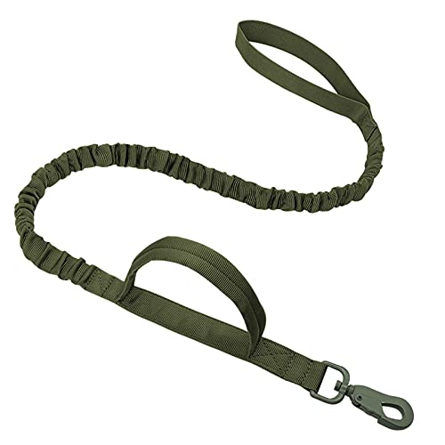 ATUMY Verstellbare Führleine Hundeleine Taktisches Hundehalsband-Leine-Set, verstellbar, militärisches Haustier-Halsband, Bungee-Leine, mittelgroßer Hund(Green Leash,M) von ATUMY