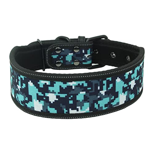 ATUMY Verstellbare Führleine Hundeleine Verstellbares Hundehalsband mit Schnalle für kleine, mittelgroße Hunde, Pitbull-Leine, Hundekette(Blue Camouflage,L) von ATUMY