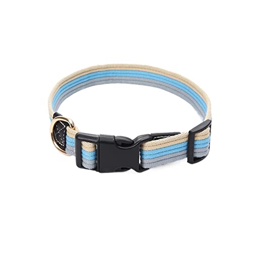 ATUMY Verstellbare Führleine Hundeleine Verstellbares Hundehalsband und Leine-Set Hunde-Tracking-Leine Halsband Small Medium Large(Blue Canvas Collar,M) von ATUMY