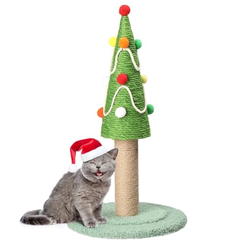 ATUMY möbel für Katzen 22-Zoll-Weihnachtsbaum-Kratzbaum, süßer Katzenkratzer mit Rahmen aus natürlichem Sisal und bunten kleinen Kugeln katzenbaum von ATUMY