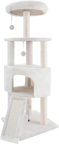 ATUMY möbel für Katzen 45-Zoll-Katzenbaumturm mit großer Katzenwohnung für Hauskatzen, Katzenturm-Aktivitätszentrum, Katzenmöbel mit Kratzbaum und Bett katzenbaum(Beige) von ATUMY